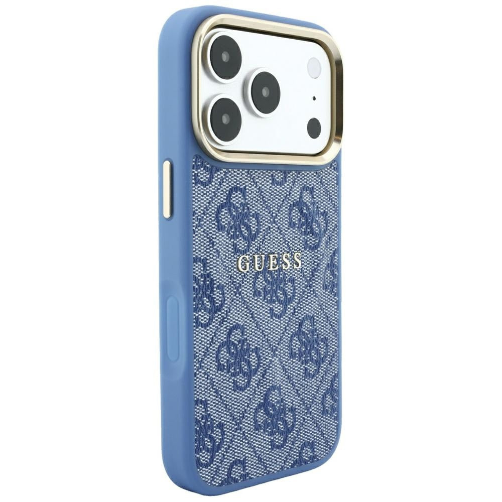 Funda MagSafe para Apple iPhone 18 Pro Max / 17 Pro Max, Guess, 4G Embossed Classic, Azul