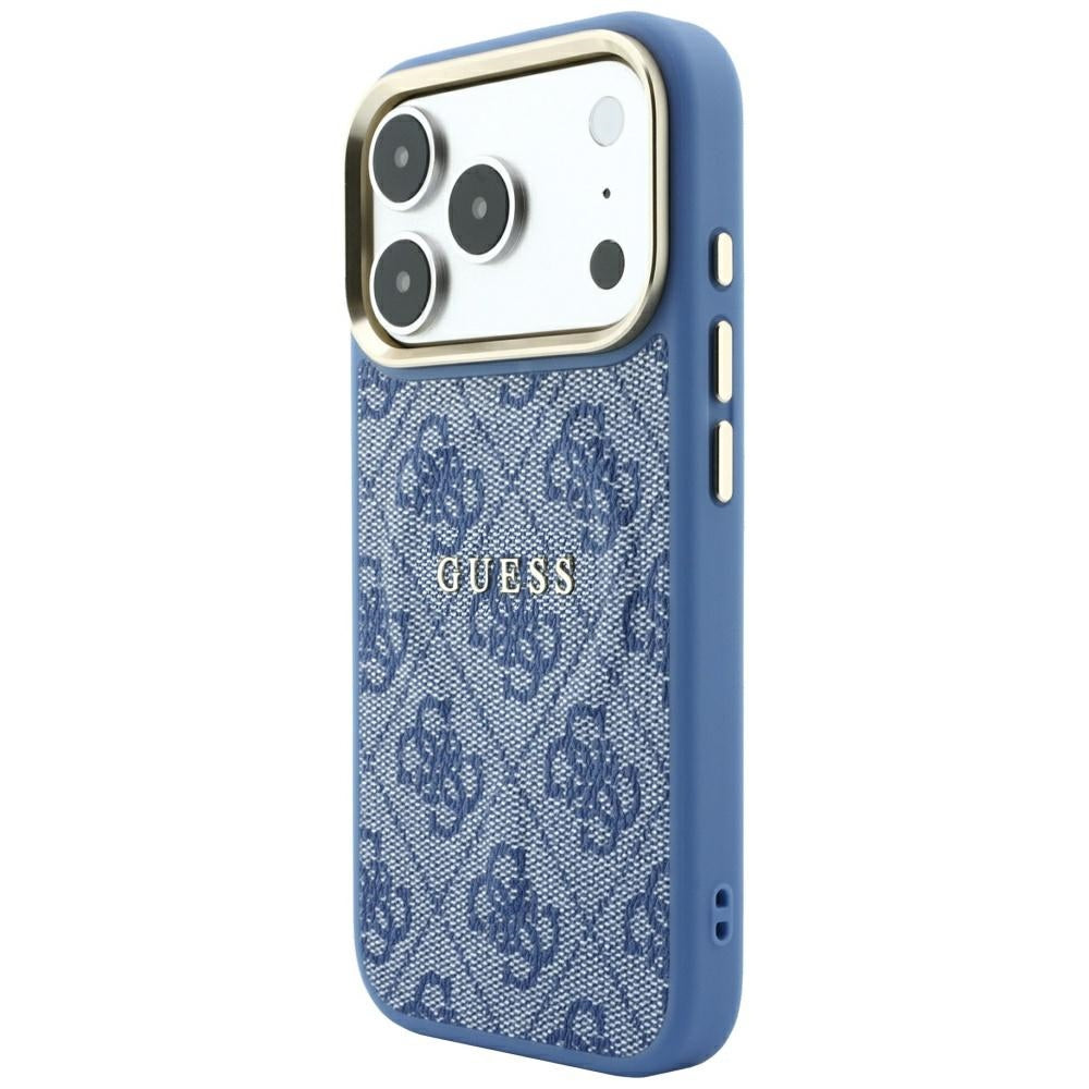 Funda MagSafe para Apple iPhone 18 Pro Max / 17 Pro Max, Guess, 4G Embossed Classic, Azul