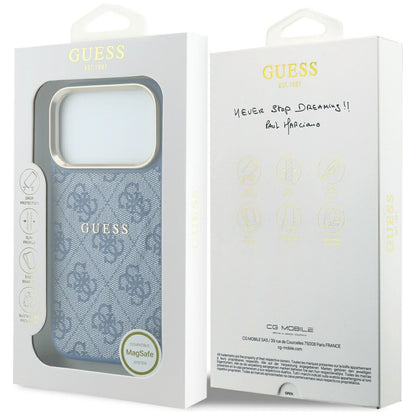 Funda MagSafe para Apple iPhone 18 Pro Max / 17 Pro Max, Guess, 4G Embossed Classic, Azul