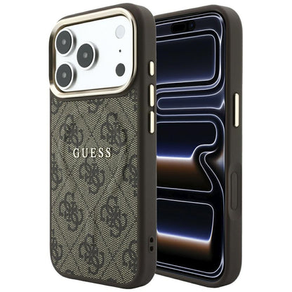 Funda MagSafe para Apple iPhone 18 Pro Max / 17 Pro Max, Guess, 4G Embossed Classic, Marrón