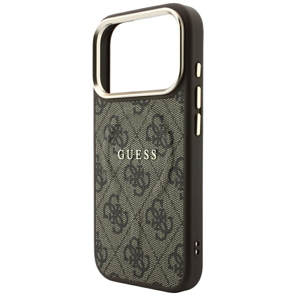 Funda MagSafe para Apple iPhone 18 Pro Max / 17 Pro Max, Guess, 4G Embossed Classic, Marrón