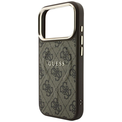 Funda MagSafe para Apple iPhone 18 Pro Max / 17 Pro Max, Guess, 4G Embossed Classic, Marrón