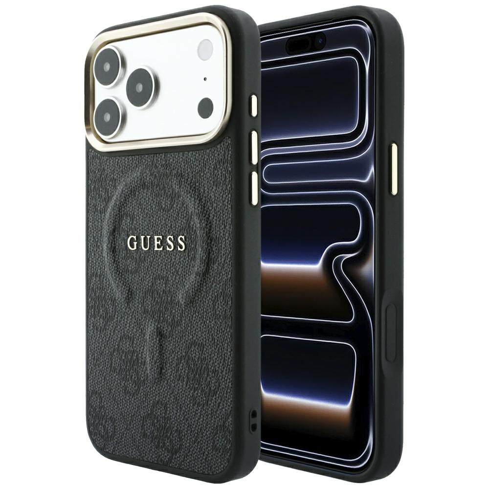 Funda MagSafe para Apple iPhone 18 Pro Max / 17 Pro Max, Guess, 4G Embossed Classic, Negra