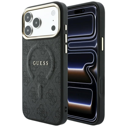 Funda MagSafe para Apple iPhone 18 Pro Max / 17 Pro Max, Guess, 4G Embossed Classic, Negra