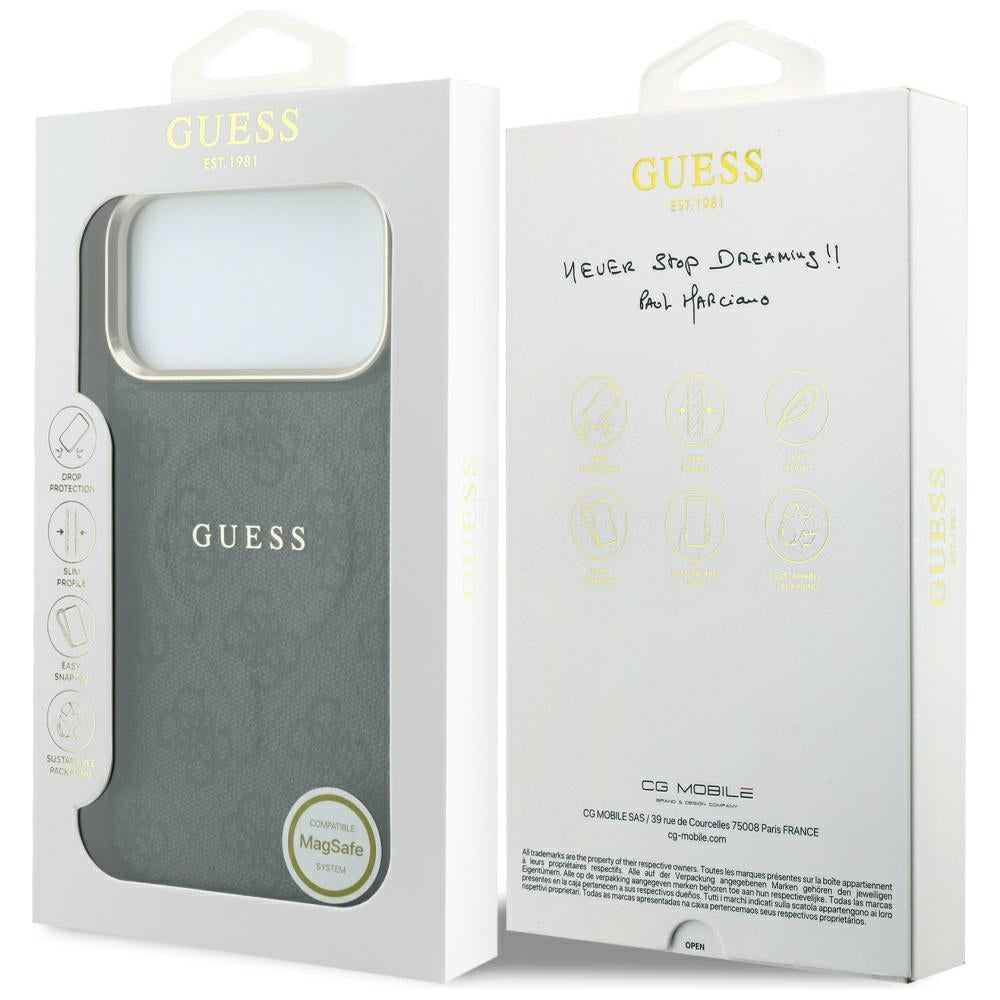 Funda MagSafe para Apple iPhone 18 Pro Max / 17 Pro Max, Guess, 4G Embossed Classic, Negra