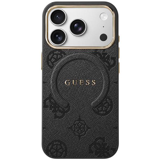 Funda MagSafe para Apple iPhone 18 Pro Max / 17 Pro Max, Guess, 4G Anillo en Relieve Logo Clásico, Negra