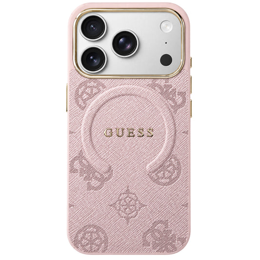 Funda MagSafe para Apple iPhone 18 Pro Max / 17 Pro Max, Guess, 4G Embossed Ring Classic Logo, Rosa