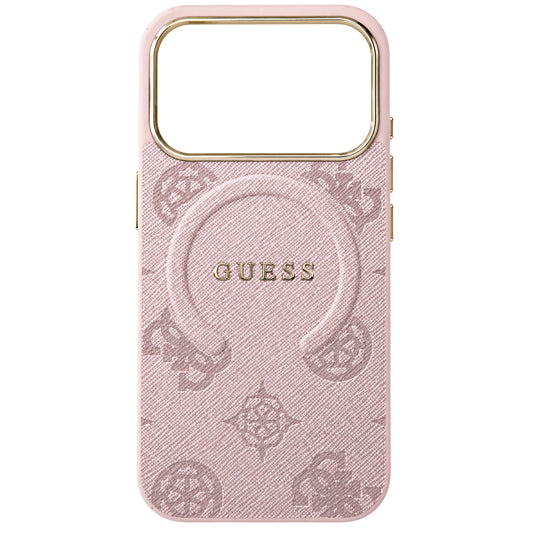Funda MagSafe para Apple iPhone 18 Pro Max / 17 Pro Max, Guess, 4G Embossed Ring Classic Logo, Rosa