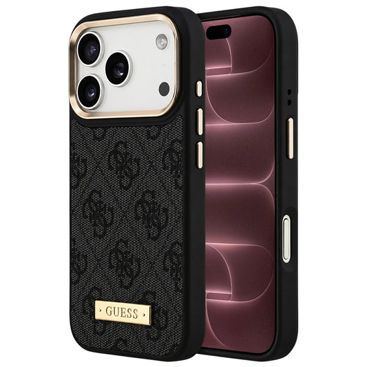 Funda MagSafe para Apple iPhone 18 Pro Max / 17 Pro Max, Guess, 4G Logo Plate, negra