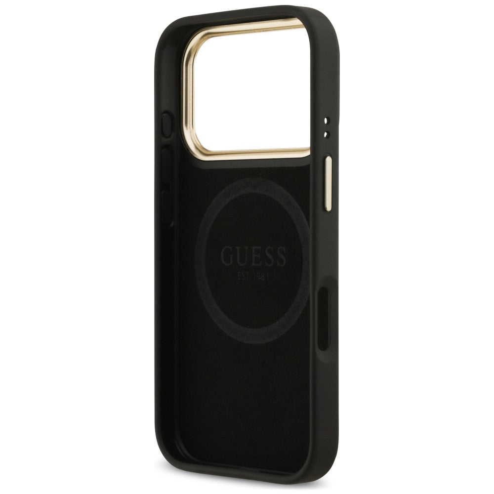 Funda MagSafe para Apple iPhone 18 Pro Max / 17 Pro Max, Guess, 4G Logo Plate, negra