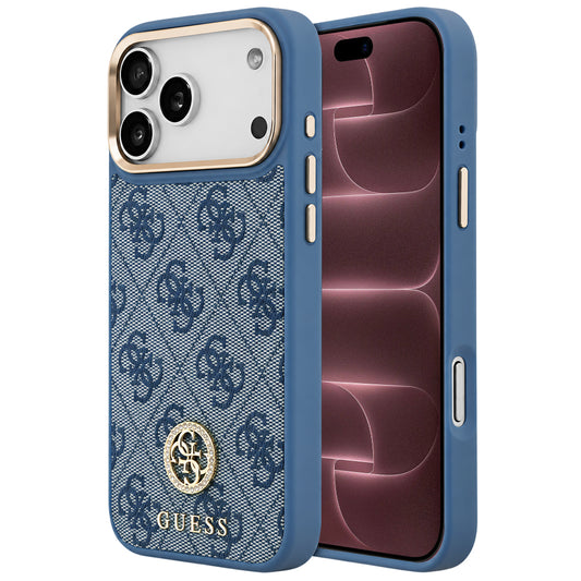 Funda MagSafe para Apple iPhone 18 Pro Max / 17 Pro Max, Guess, 4G Strass Logo, azul