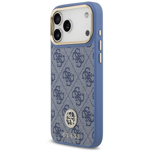 Funda MagSafe para Apple iPhone 18 Pro Max / 17 Pro Max, Guess, 4G Strass Logo, azul