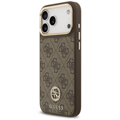 Funda MagSafe para Apple iPhone 18 Pro Max / 17 Pro Max, Guess, logo 4G con strass, marrón