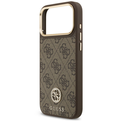 Funda MagSafe para Apple iPhone 18 Pro Max / 17 Pro Max, Guess, logo 4G con strass, marrón