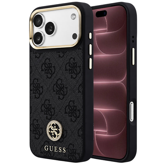 Funda MagSafe para Apple iPhone 18 Pro Max / 17 Pro Max, Guess, logo 4G con strass, negra