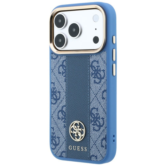 Funda MagSafe para Apple iPhone 18 Pro Max / 17 Pro Max, Guess, 4G Stripe Round Classic Logo, Azul
