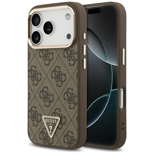 Funda MagSafe para Apple iPhone 18 Pro Max / 17 Pro Max, Guess, Logo Triángulo 4G, Marrón