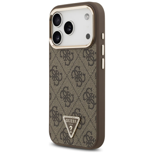 Funda MagSafe para Apple iPhone 18 Pro Max / 17 Pro Max, Guess, Logo Triángulo 4G, Marrón