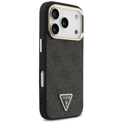 Funda MagSafe para Apple iPhone 18 Pro Max / 17 Pro Max, Guess, 4G Triangle Logo, negra y dorada