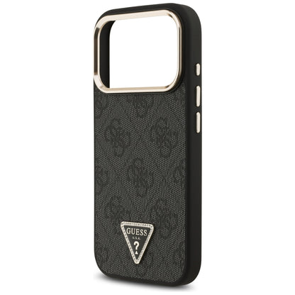 Funda MagSafe para Apple iPhone 18 Pro Max / 17 Pro Max, Guess, 4G Triangle Logo, negra y dorada