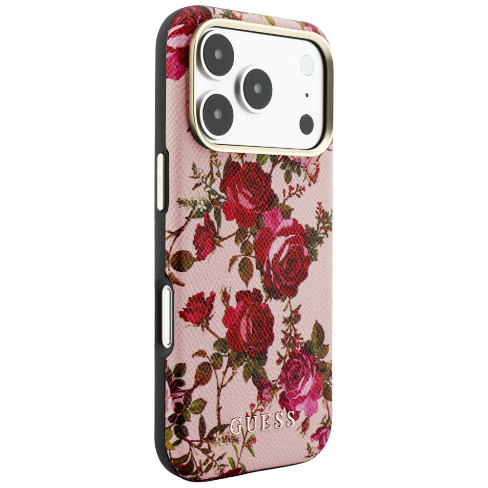 Funda MagSafe para Apple iPhone 18 Pro Max / 17 Pro Max, Guess, Blossom Roses Print, Rosa