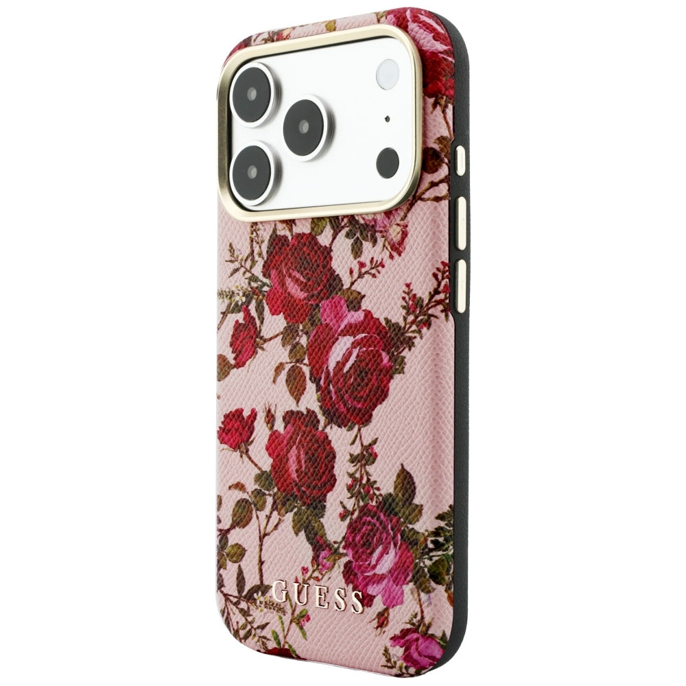 Funda MagSafe para Apple iPhone 18 Pro Max / 17 Pro Max, Guess, Blossom Roses Print, Rosa