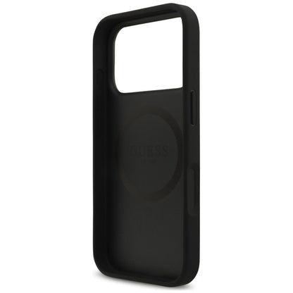 MagSafe Case for Apple iPhone 18 Pro Max / 17 Pro Max, Guess, Croco Triangle Logo, Black