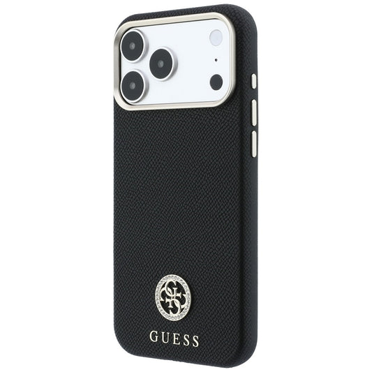 Funda MagSafe para Apple iPhone 18 Pro Max / 17 Pro Max, Guess, Logo Redondo con Strass Granulado, Negra