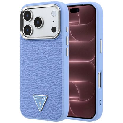 Funda MagSafe para Apple iPhone 18 Pro Max / 17 Pro Max, Guess, Logotipo Triángulo Granulado, Azul