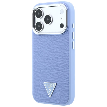 Funda MagSafe para Apple iPhone 18 Pro Max / 17 Pro Max, Guess, Logotipo Triángulo Granulado, Azul