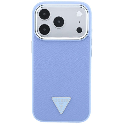 Funda MagSafe para Apple iPhone 18 Pro Max / 17 Pro Max, Guess, Logotipo Triángulo Granulado, Azul