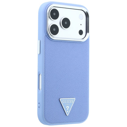 Funda MagSafe para Apple iPhone 18 Pro Max / 17 Pro Max, Guess, Logotipo Triángulo Granulado, Azul
