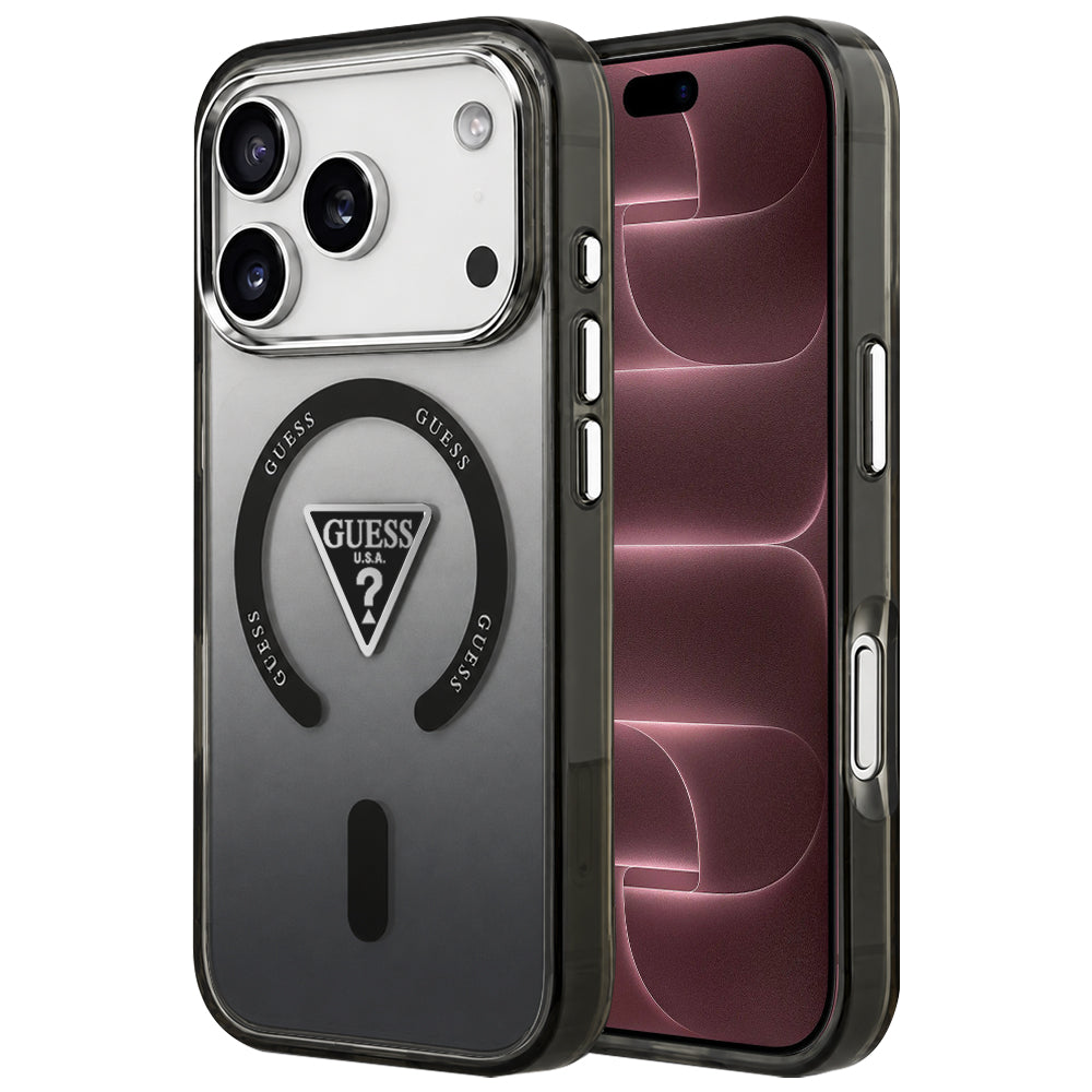 Funda MagSafe para Apple iPhone 18 Pro Max / 17 Pro Max, Guess, IML Gradient Triangle Logo, negra