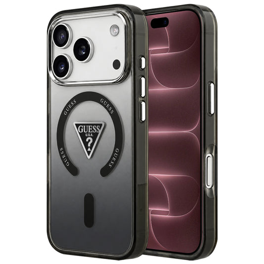 Funda MagSafe para Apple iPhone 18 Pro Max / 17 Pro Max, Guess, IML Gradient Triangle Logo, negra