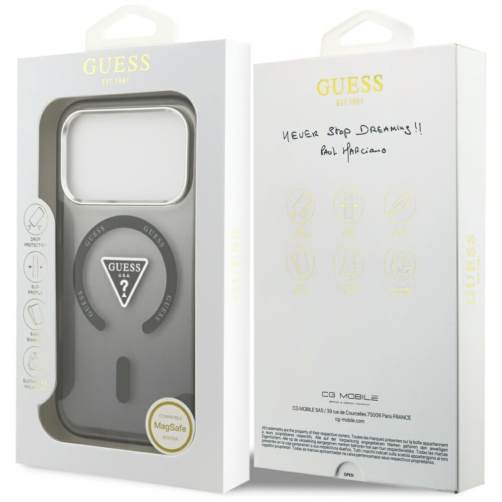 Funda MagSafe para Apple iPhone 18 Pro Max / 17 Pro Max, Guess, IML Gradient Triangle Logo, negra