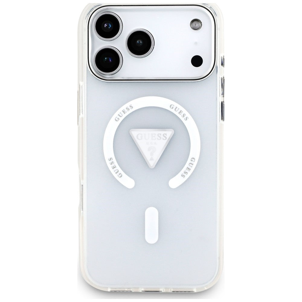 Funda MagSafe para Apple iPhone 18 Pro Max / 17 Pro Max, Guess, IML Gradient Triangle Logo, Transparente