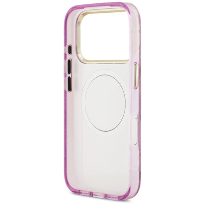 Funda MagSafe para Apple iPhone 18 Pro Max / 17 Pro Max, Guess, IML Metal Glitter Flowers Triangle, Morado