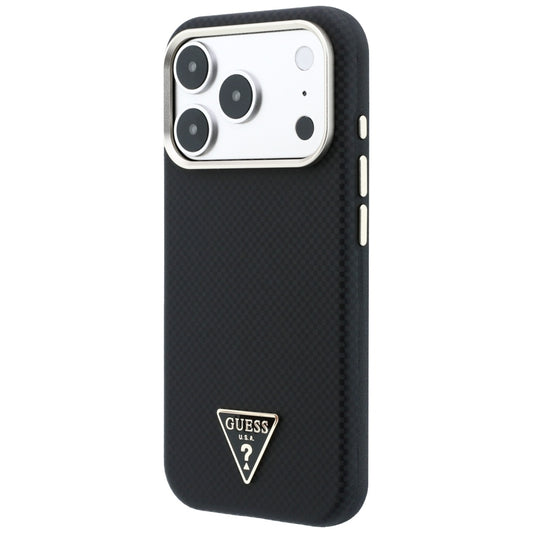 Funda MagSafe para Apple iPhone 18 Pro Max / 17 Pro Max, Guess, Logo Triángulo Kevlar, Negra