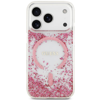 Funda MagSafe para Apple iPhone 18 Pro Max / 17 Pro Max, Guess, Fondo de Resina con Brillantina, Rosa