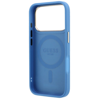 Funda MagSafe para Apple iPhone 18 Pro Max / 17 Pro Max, Guess, Soporte Anillo 360 4G Logo Clásico, Azul