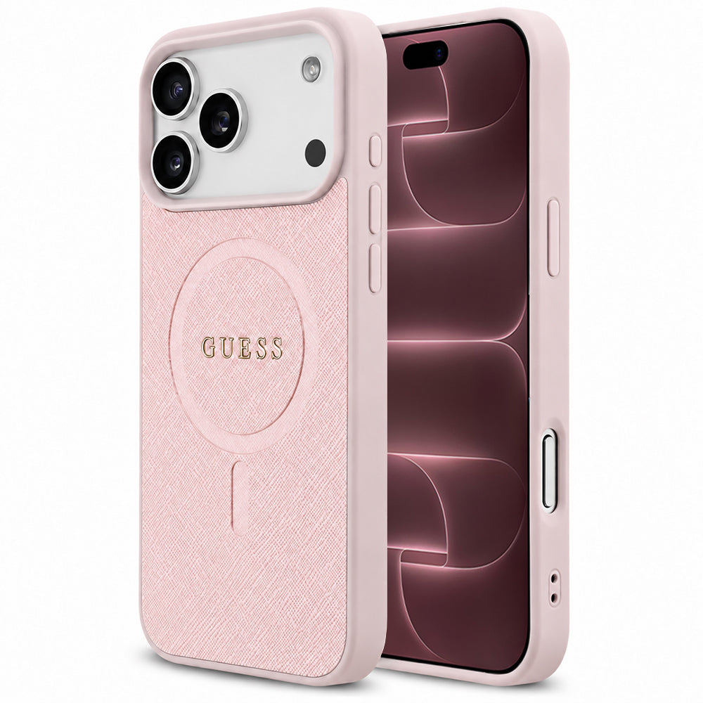 Funda MagSafe para Apple iPhone 18 Pro Max / 17 Pro Max, Guess, Saffiano, Rosa