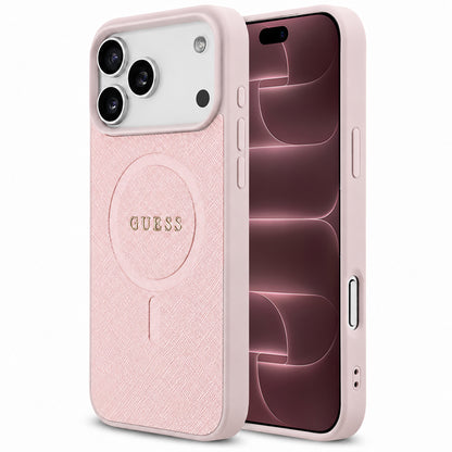 Funda MagSafe para Apple iPhone 18 Pro Max / 17 Pro Max, Guess, Saffiano, Rosa