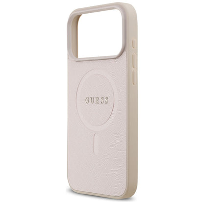 Funda MagSafe para Apple iPhone 18 Pro Max / 17 Pro Max, Guess, Saffiano, Rosa