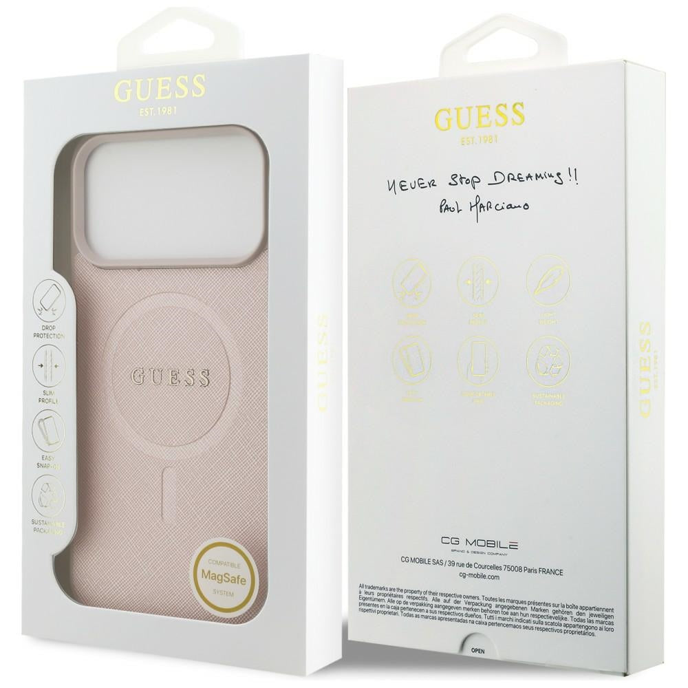 Funda MagSafe para Apple iPhone 18 Pro Max / 17 Pro Max, Guess, Saffiano, Rosa