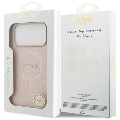 Funda MagSafe para Apple iPhone 18 Pro Max / 17 Pro Max, Guess, Saffiano, Rosa