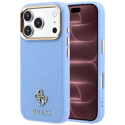 Funda MagSafe para Apple iPhone 18 Pro Max / 17 Pro Max, Guess, Saffiano Small 4G Classic, Azul
