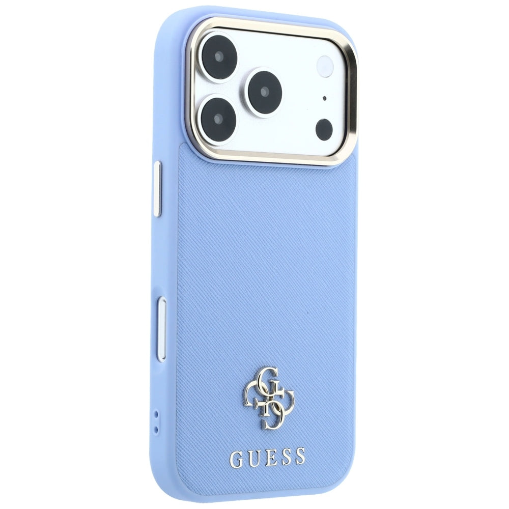 Funda MagSafe para Apple iPhone 18 Pro Max / 17 Pro Max, Guess, Saffiano Small 4G Classic, Azul