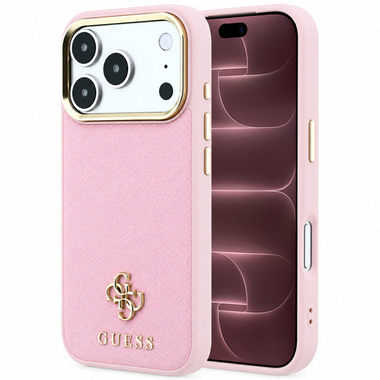 Funda MagSafe para Apple iPhone 18 Pro Max / 17 Pro Max, Guess, Saffiano Small 4G Classic, Rosa