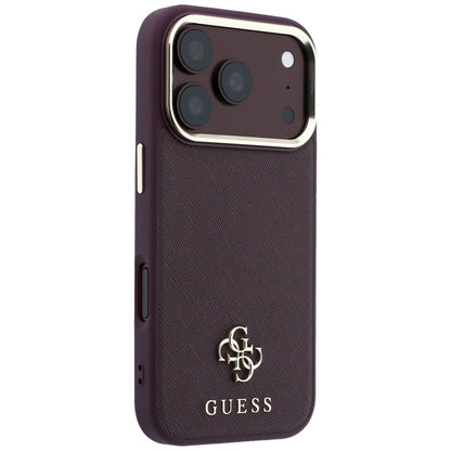 Funda MagSafe para Apple iPhone 18 Pro Max / 17 Pro Max, Guess, Saffiano Small 4G Classic, Burdeos