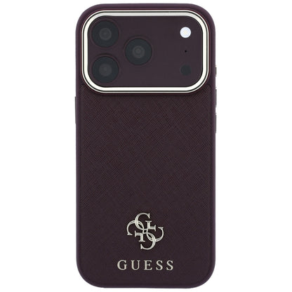 Funda MagSafe para Apple iPhone 18 Pro Max / 17 Pro Max, Guess, Saffiano Small 4G Classic, Burdeos
